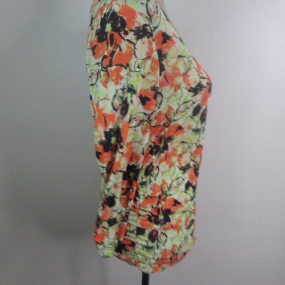 Ellen Tracy Blouse M Floral 3/4 Sleeve - Picture 6 of 11
